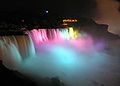 Niagara's coloured foam at night