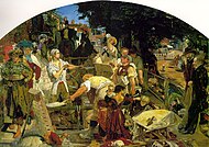 Khung cảnh đắp đường trên phố Heath ở Hampstead khoảng năm 1865, trong bức họa Work của Ford Madox Brown