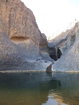 De Guelta in de buurt van de plaats Timia midden in het Aïrmassief biedt het hele jaar door water in een anders droge regio