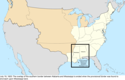 Map of the change to the United States in central North Ameirca on July 19, 1820