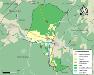 Carte en couleurs présentant l'occupation des sols.