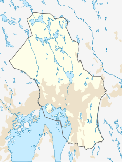 Mapa konturowa Oslo, po prawej znajduje się punkt z opisem „Haugenstua”