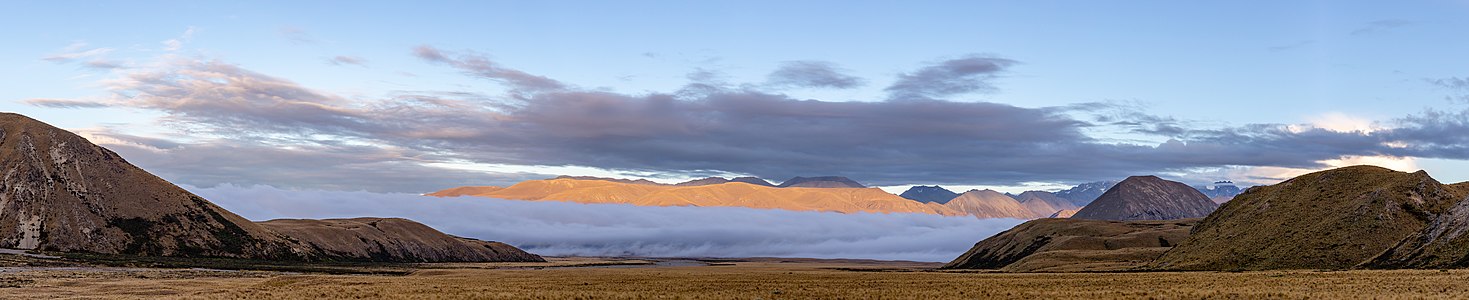 Fog around Lake Heron, Taylor Range, Canterbury