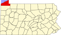 Map of Pennsylvania highlighting Erie County