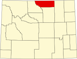 Karte von Sheridan County innerhalb von Wyoming