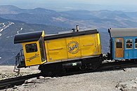 Mit Biodiesel betriebene Lokomotive M4 „Agiocochook“ der Mount Washington Cog Railway, ein Eigenbau der Bahngesellschaft (2008)[71]