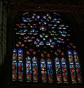 Beauvais - La Cathédrale Saint-Pierre de Beauvais - Central Crossing of Choir & Transepts - ICE Fisheye Viewing on Rose Window in South Transept.jpg