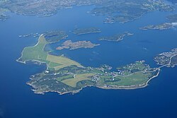 Aerial view of the island