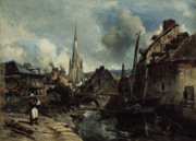 Le port d'Harfleur par Johan Barthold Jongkind (1852)..