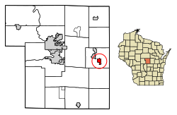 Location of Amherst in Portage County, Wisconsin.