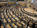 Visão interna do Riksdag, o Parlamento Sueco.