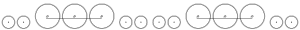 Diagram of two small leading wheels, three large driving wheels joined by a coupling rod, four small trailing wheels, three large driving wheels joined by a coupling rod, and two small leading wheels