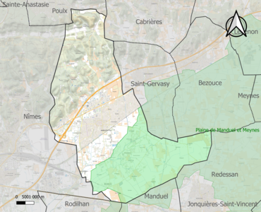 Carte de la ZNIEFF de type 1 sur la commune.