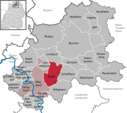 Elhelyezkedése Baden-Württemberg térképén