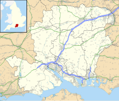 Mapa konturowa Hampshire, u góry nieco na lewo znajduje się punkt z opisem „Thruxton Circuit”