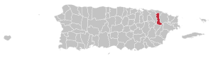 Map of Puerto Rico highlighting Canóvanas Municipality