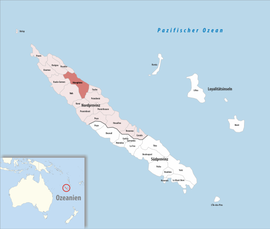 Location of the commune (in red) within New Caledonia