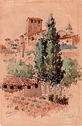 Sigüenza, acuarela, Sep. 1917, Mariano Pedrero