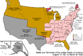 Image 5The states and territories of the United States as a result of Missouri's admission as a state on August 10, 1821. The remainder of the former Missouri Territory became unorganized territory. (from Missouri)