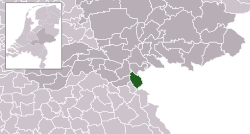 Highlighted position of Groesbeek in a municipal map of Gelderland