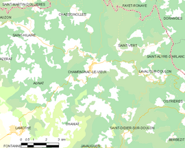 Mapa obce Champagnac-le-Vieux