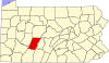 State map highlighting Cambria County