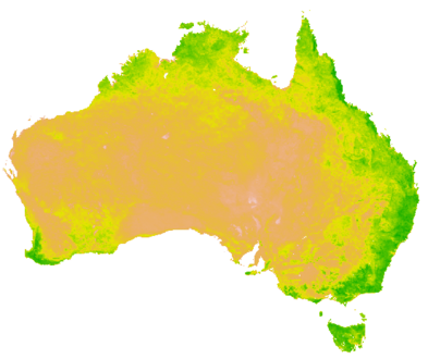 NDVI map for Australia: 2012-12-01 to 2013-05-31