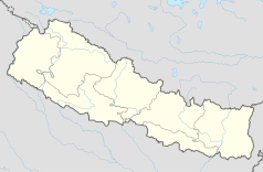 Mapa konturowa Nepalu, w centrum znajduje się punkt z opisem „Raipur”