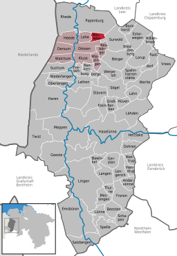 Läget för kommunen Neulehe i Landkreis Emsland