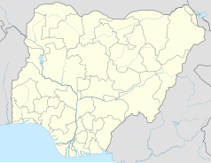 Mapa konturowa Nigerii, na dole po lewej znajduje się punkt z opisem „Warri”