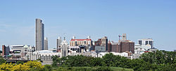 Downtown Albany as seen from across the Hudson River.