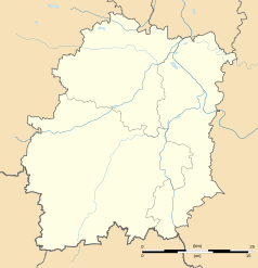 Mapa konturowa Essonne, po lewej nieco na dole znajduje się punkt z opisem „Plessis-Saint-Benoist”