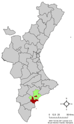 Location o Alicante in the Valencian Commonty