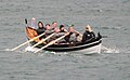 Faroese rowers in a Faroese rowing boat 6-mannafar