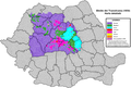 Harta etnică a Principatului Transilvaniei (germană Fürstentum Siebenbürgen), conform datelor recensământului habsburgic efectuat în anul 1850.[j]