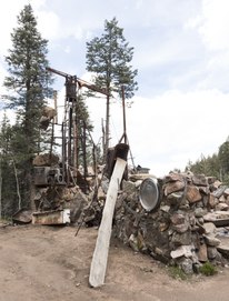 A rubble pile outside Bishop Castle