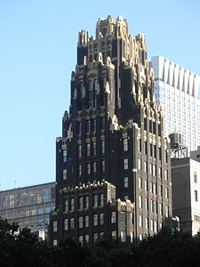 The American Radiator Building in New York City by Raymond Hood (1924)