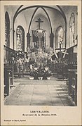 Carte postale représentant l'intérieur de l'église des Vallois, à l'occasion de la Mission 1930. Les Vosges pittoresques.