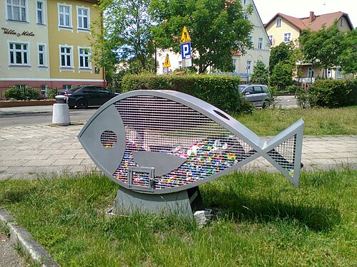 Container for beverage caps in Ustka (Poland) 2024