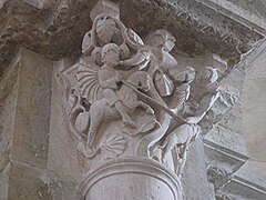 San Huberto en un capitel de la basílica de Vézelay.