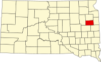 Map of Južna Dakota highlighting Hamlin County