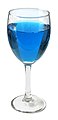 Wineglass with blue liquid