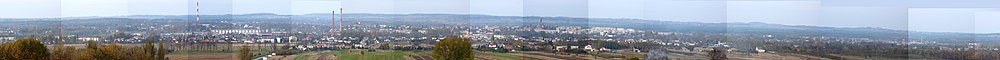 Panorama miasta Myszkowa z Góry Będuskiej (367 m n.p.m.) 2008 r., fotomontaż