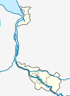 Mapa konturowa Bremy, na dole nieco na prawo znajduje się punkt z opisem „Kunsthalle Bremen”