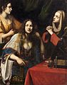 Martha scolding her vain sister Mary Magdalene Francisco Lupicini (1630) Kunsthistorisches Museum