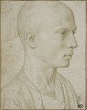 Estudi d'un bust d'un jove amb el cap afaitat, Gerard David, mina d'argent, segle xv.