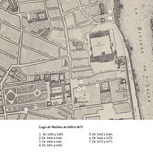 Portion de plan ancien de Paris avec ajout de numéros pour les logis.