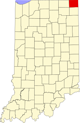 Locatie van Steuben County in Indiana