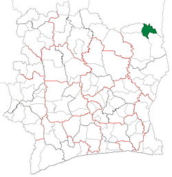 Location in Ivory Coast. Doropo Department has retained the same boundaries since its creation in 2011.