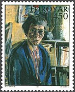 Ruth Smith: Self-portrait 1952, 60x80cm, National Art Museum. This painting is one of the Faroese stamps 1985.